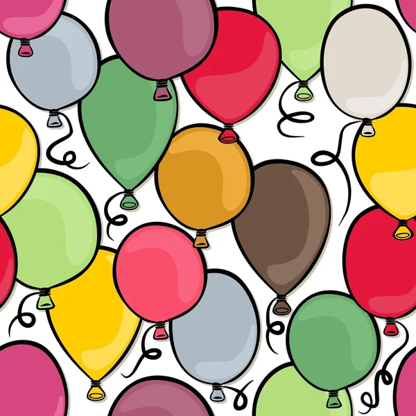 Zaman Dikişsiz desen beyaz arka plan üzerinde renkli uçan balonlar parti — Stok Vektör