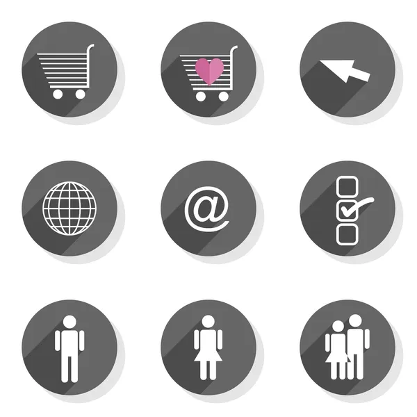 Compras web arrow world people round gray flat modern icon set isolated on white background — Archivo Imágenes Vectoriales