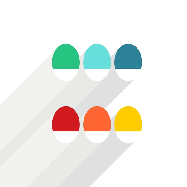 Plat kleurrijke eieren lente Pasen tijd wenskaart middelpunt geïsoleerd op witte achtergrond seizoensgebonden illustratie — Stockvector