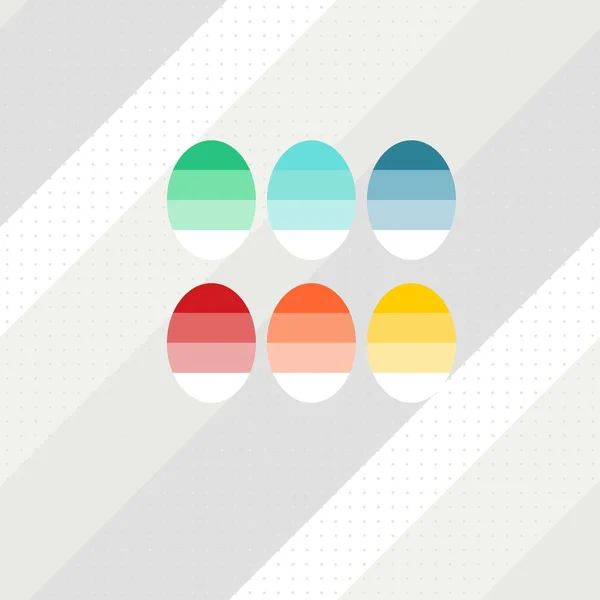 Плоские красочные окрашенные яйца весна время Пасхи иллюстрация на белом пунктирном фоне сезонный бесшовный узор — стоковый вектор