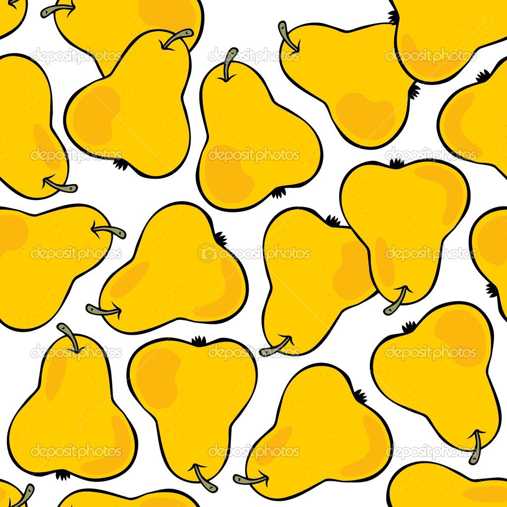 Deliziosa pera gialla matura isolato su seamless pattern di sfondo bianco frutta colorata — Vettoriale Stock
