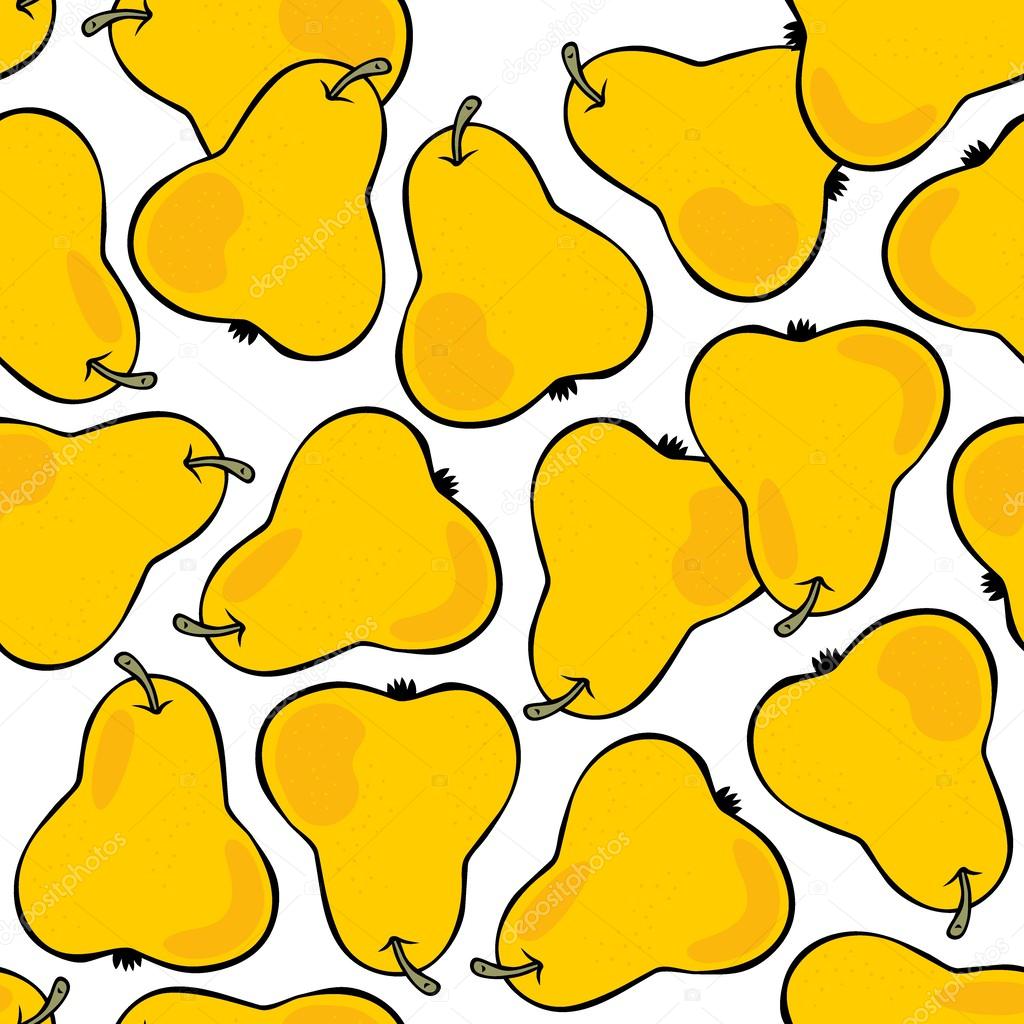 Delicious ripe yellow pears  isolated on white background colorful fruit seamless pattern