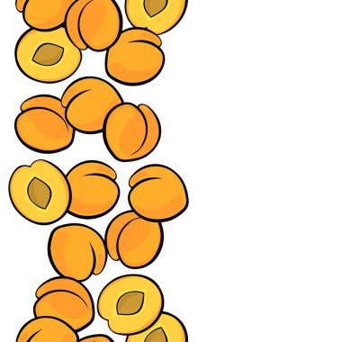 Beyaz renkli meyve kesintisiz dikey kenarlık on izole lezzetli olgun kayısı