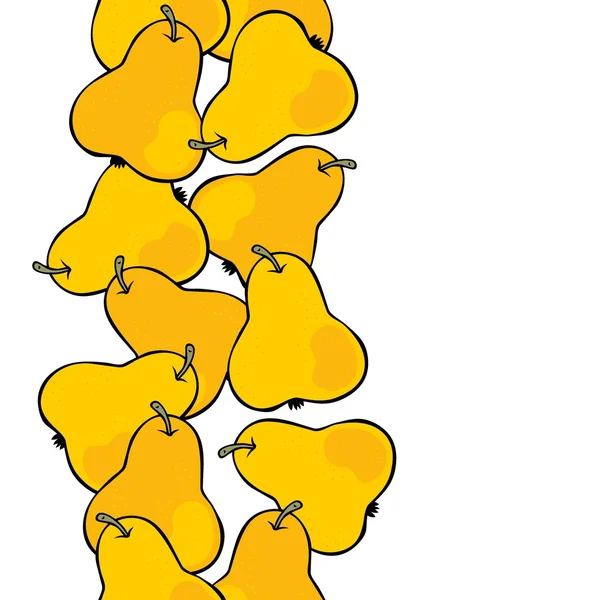 Délicieuses poires jaunes mûres isolées sur fond blanc fruits colorés bordure verticale sans couture — Image vectorielle