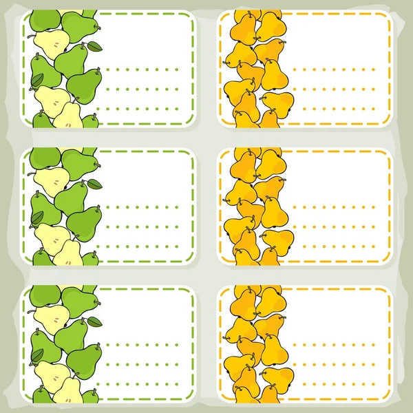 Sticker poires jaunes et vertes ensemble — Image vectorielle