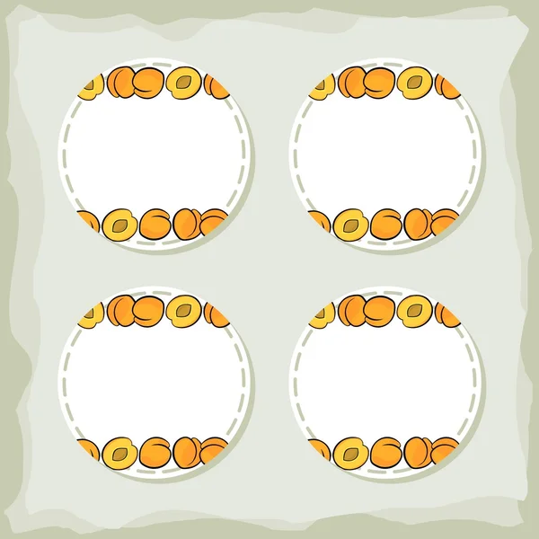 Set autocollant rond abricots — Image vectorielle