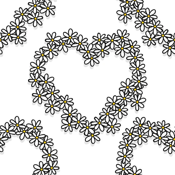 Varrat nélküli százszorszépek szív alakú mintázat — Stock Vector