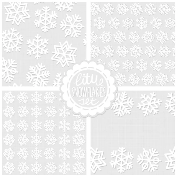 Set of monochrome snowflake backgrounds — Stock Vector