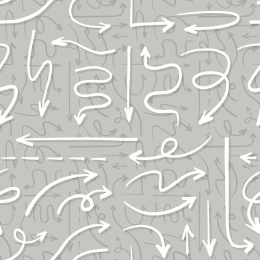 Elle çizilmiş ok izi yok. Bullet Günlük Web Görsel Nota çizim elementleri tekrarlanıyor. Gri arkaplanda izole edilmiş tek renkli grafik vektör nesneleri.