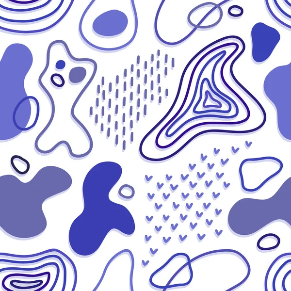 Яскраво Блакитна Фіолетова Органічна Форма Лінійних Твердих Елементів Безшовний Візерунок — стоковий вектор