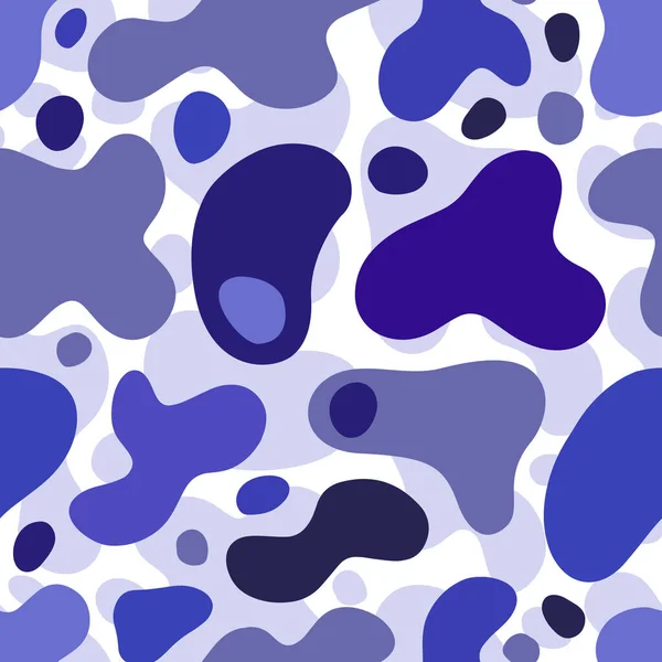 Vivid Bold Blue Violet Organic Shaped Solid Elements Seamless Pattern — Stock Vector