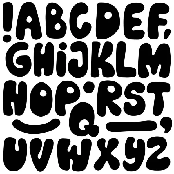 Handgezeichnetes Fettes Schwarzes Großbuchstaben Und Zeichen Monochromes Vektoralphabet Set — Stockvektor