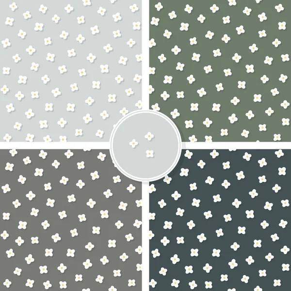 White Flower Messy Meadow Seamless Pattern Repeatable Vector Floral Background — Stok Vektör