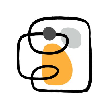 Soyut sanat kartı posterleri organik çizgiler ve siyah gri ve sarı tonlarda şekiller beyaz arkaplanda izole edilmiş büyük modern minimalist vektör merkezi.