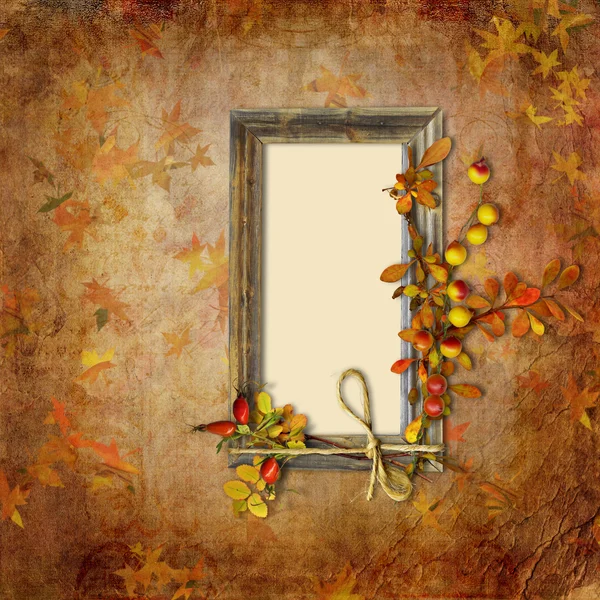 Wooden frame on autumn background — Stock Photo, Image