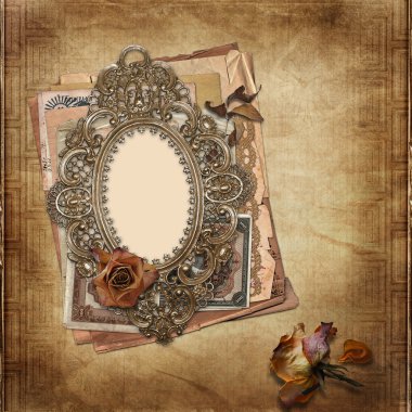Old frame Victorian style on the vintage background