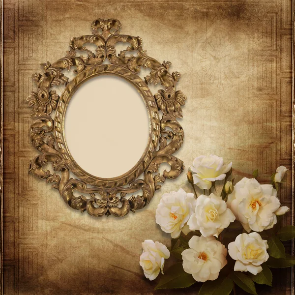 Old frame Victorian style on the vintage background — Stok fotoğraf