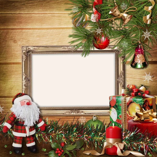 Carte de voeux de Noël avec cadres pour une famille Image En Vente