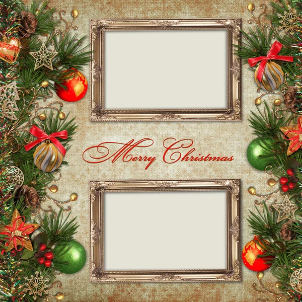 フレームとビンテージのクリスマス背景 — ストック写真