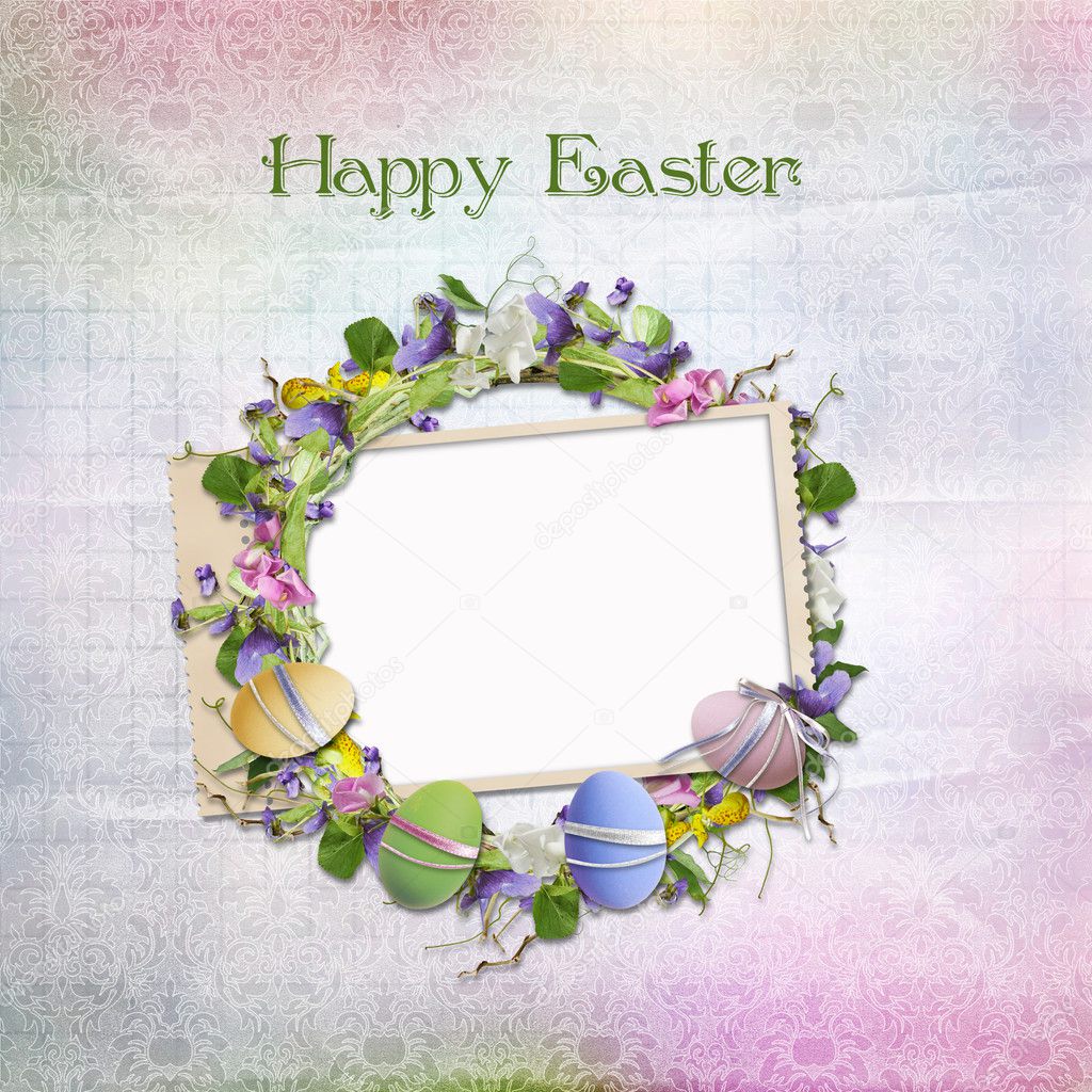 Easter card for congratulations with frame