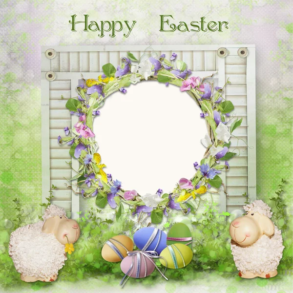 Easter greeting card with space for photo or text — Stock Photo, Image