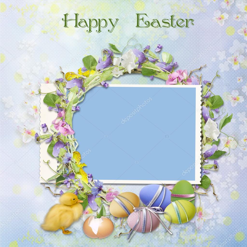 Easter greeting card with frame