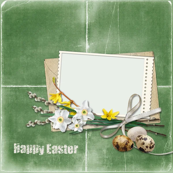 Tarjeta de felicitación de Pascua con marco — Foto de Stock