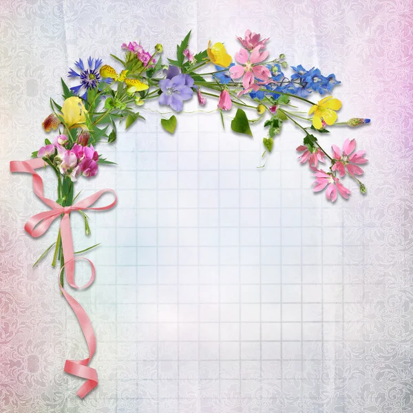 Wenskaart met bloemen — Stockfoto