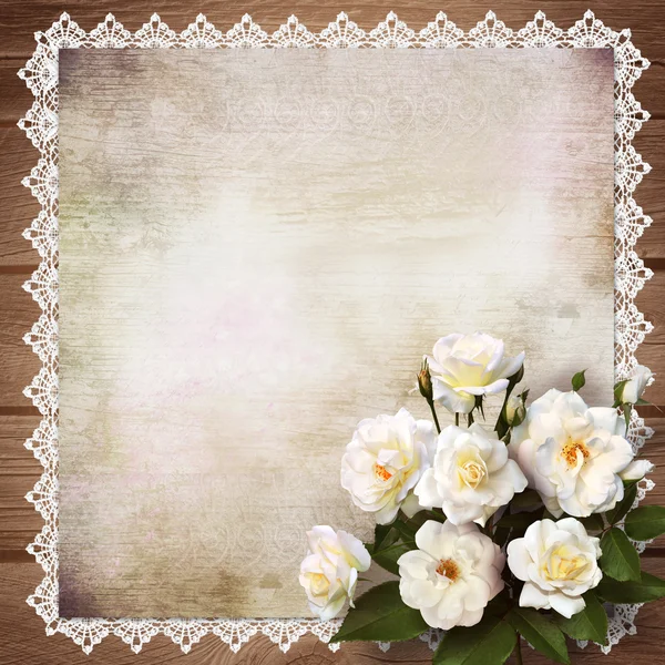 Bouquet of roses on a vintage background — Stock Photo, Image