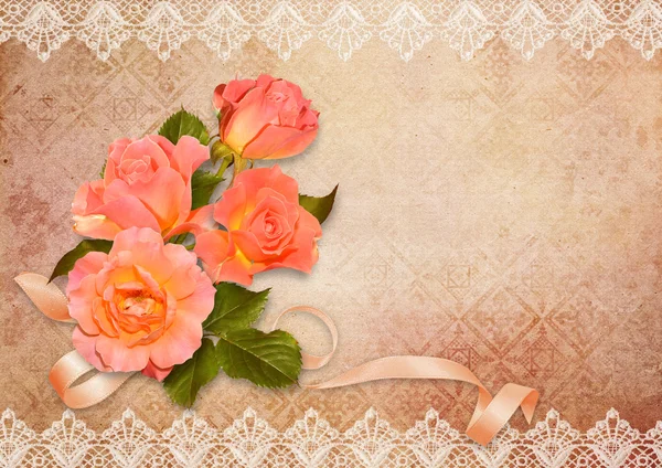 Fundo vintage com rosas — Fotografia de Stock