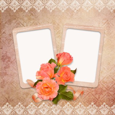 antika arka plan çerçeveleri ve güller