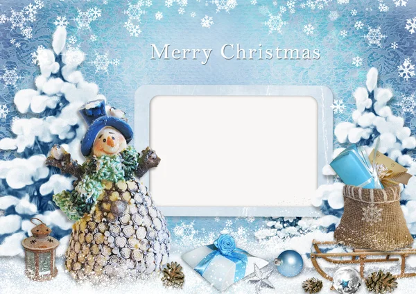 Christmas greeting card with frame — Stock Photo, Image