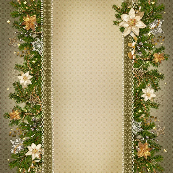 Kerstmis wonderbaarlijke garland op vintage achtergrond — Stockfoto