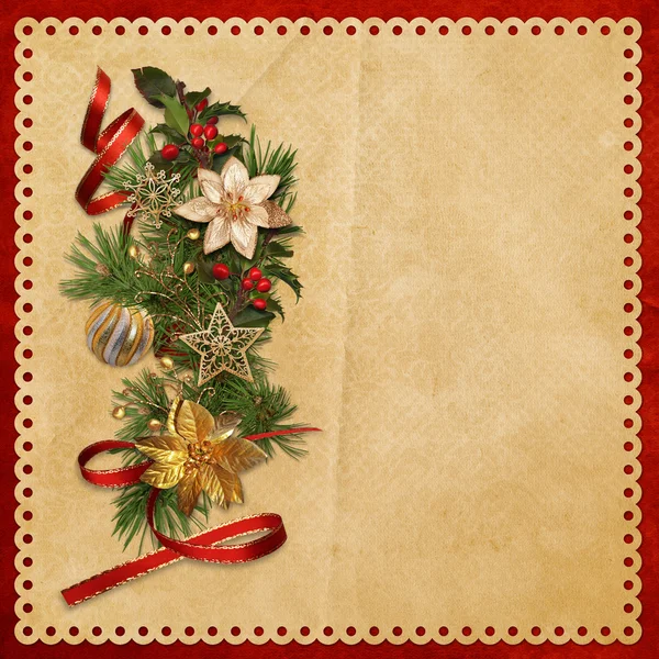 Beautiful vintage background with Christmas decorations — Stock Photo, Image