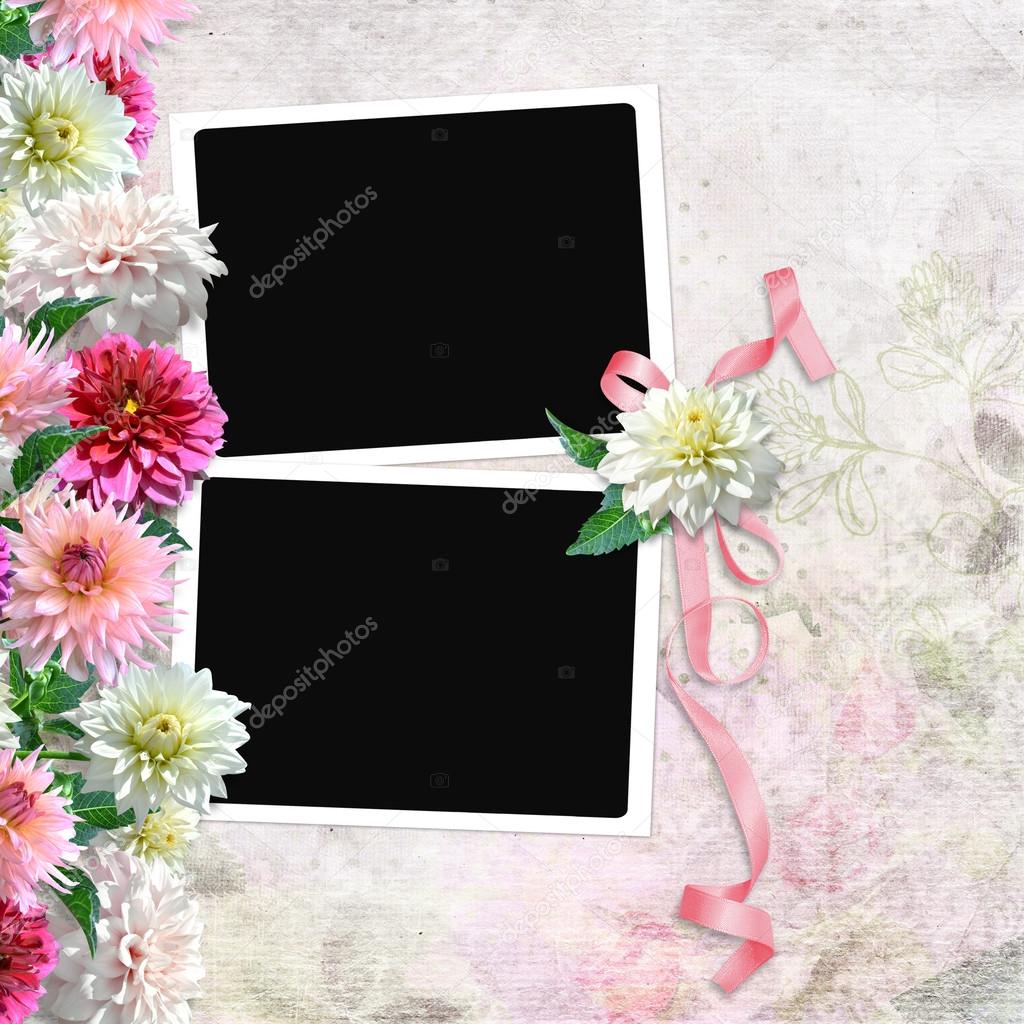 Vintage background with frames and flowers