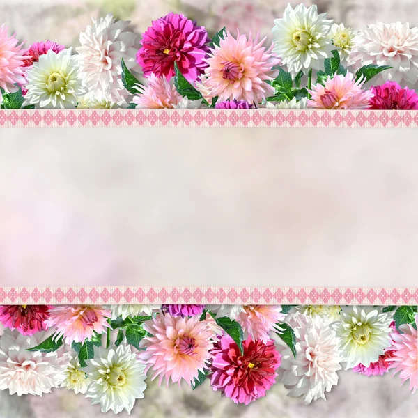 Border of flowers on vintage background — Stock Photo, Image