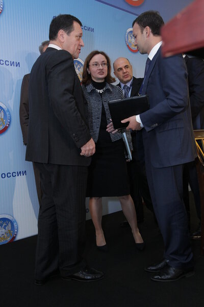 Elvira Nabiullina, Arkady Dvorkovich, Mihail Mishustin, Andrey Makarov