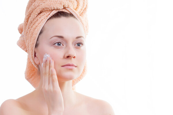 Beautiful girl does cream