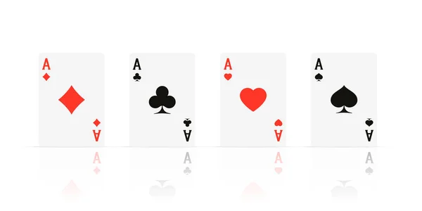 Quads Ace Diseño Cazino Juego Elemento Con Reflexión Transparente Poker — Vector de stock