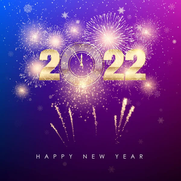 Feliz Año Nuevo 2022 Banner Año Nuevo Con Números Dorados — Vector de stock