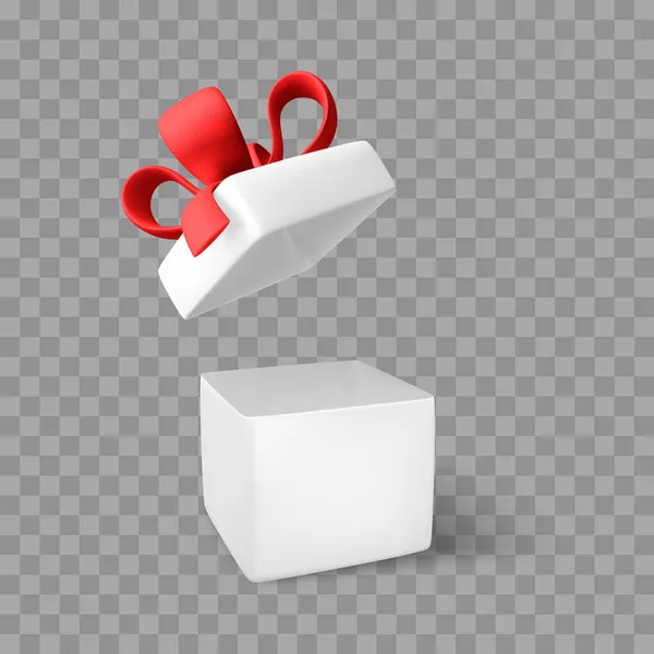 Weiße Offene Geschenkschachtel Überraschungsbox Mit Schleife Für Feiertags Design Banner — Stockvektor