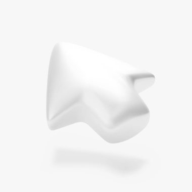 Beyaz ok. Gölgeli bilgisayar işaretçisi ya da fare imleci. Beyaz arka planda izole edilmiş beyaz hacimli sol ok. Vektör illüstrasyonu