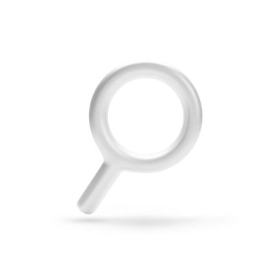 Metal gümüş büyüteç. 3d hacim mercek simgesi. Gerçekçi vektör illüstrasyonu 