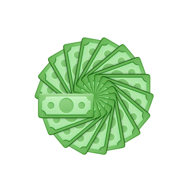 Green Paper Dollar Icon Dollar Bill Cartoon Money Isolated White — 图库矢量图片