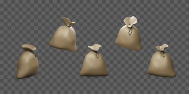 Çizgi film çuvalı ya da ürünler için çanta. Oda servisi ve tarım ekipmanları. Torbayı kapat. Vektör illüstrasyonu