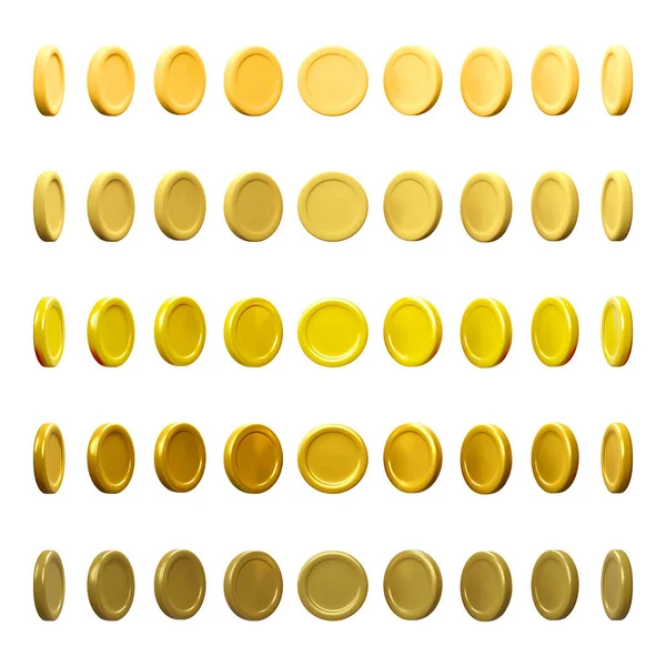 Set Gold Coin Realistic Gold Coin White Background Vector Illustration — 图库矢量图片