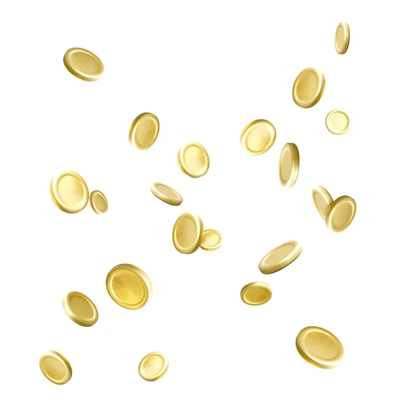 Golden Coin Explosion Realistic Gold Coin Falling Flying Cartoon Money — Stockvektor