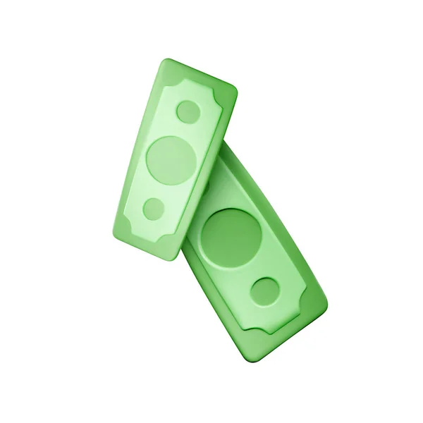 Dolarová Bankovka Zelený Papírový Účet Fly Kreslené Peníze Izolované Bílém — Stockový vektor