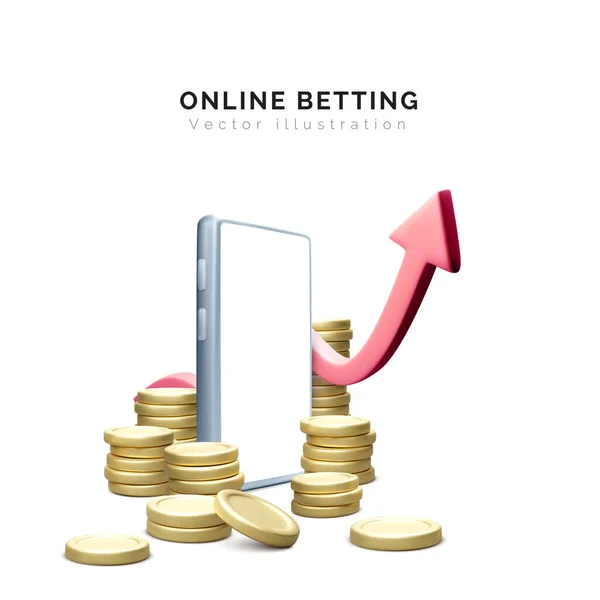 Manage Money Online Betting Concept Mobile Phone Application Coin Stack — Image vectorielle