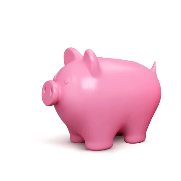 Alcancía Realista Cerdo Rosado Aislado Sobre Fondo Blanco Piggy Bank — Archivo Imágenes Vectoriales